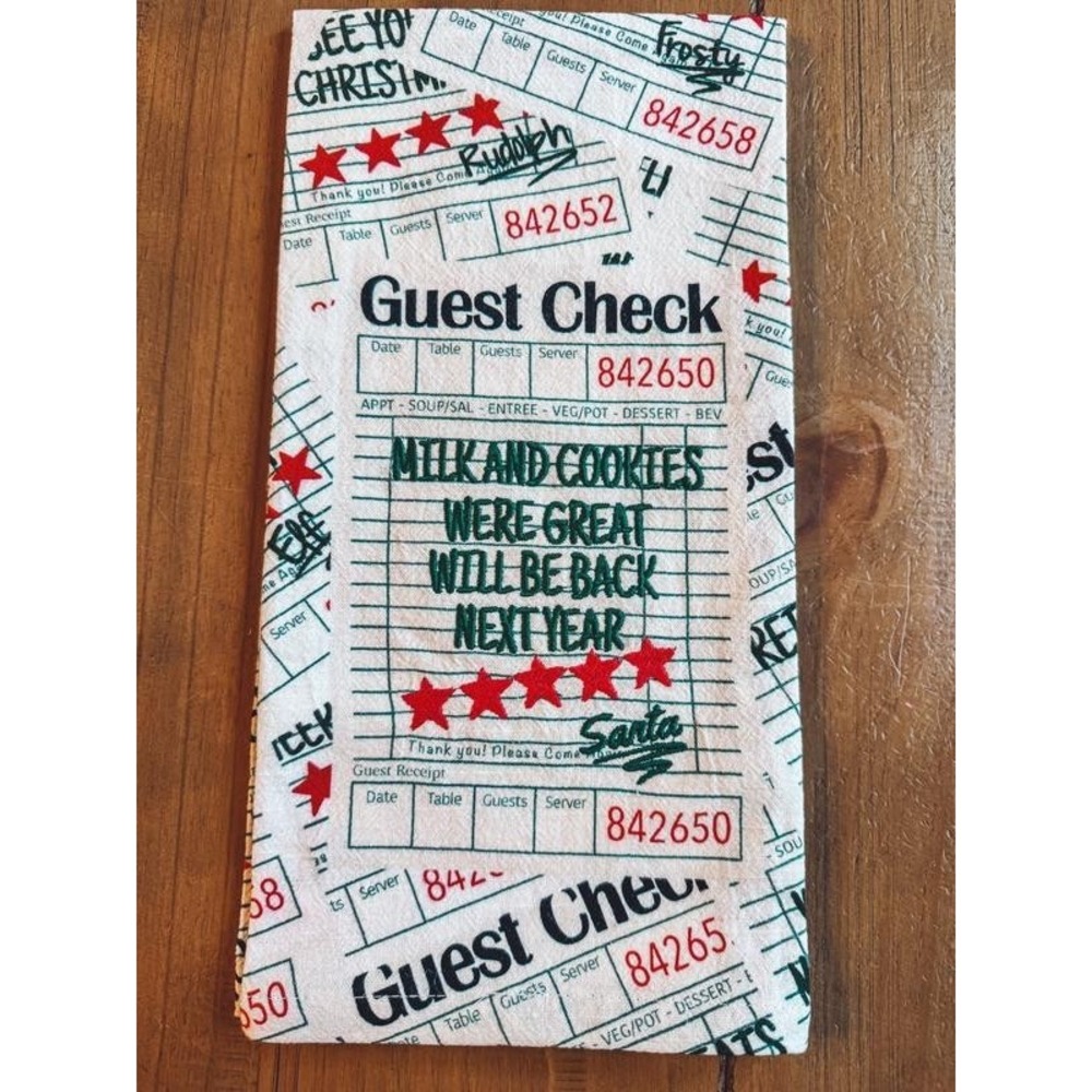 Anthropologie Tomeerkat by Hazal Özkara Christmas Check Embroidered Dish‎ Towel